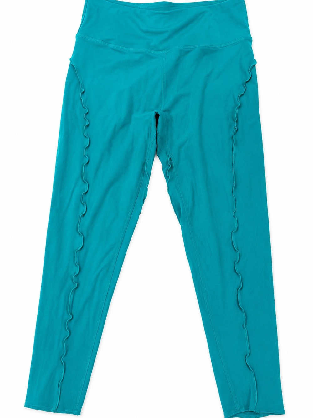 Free People Teal Ruffle-Trim High-Waist Leggings